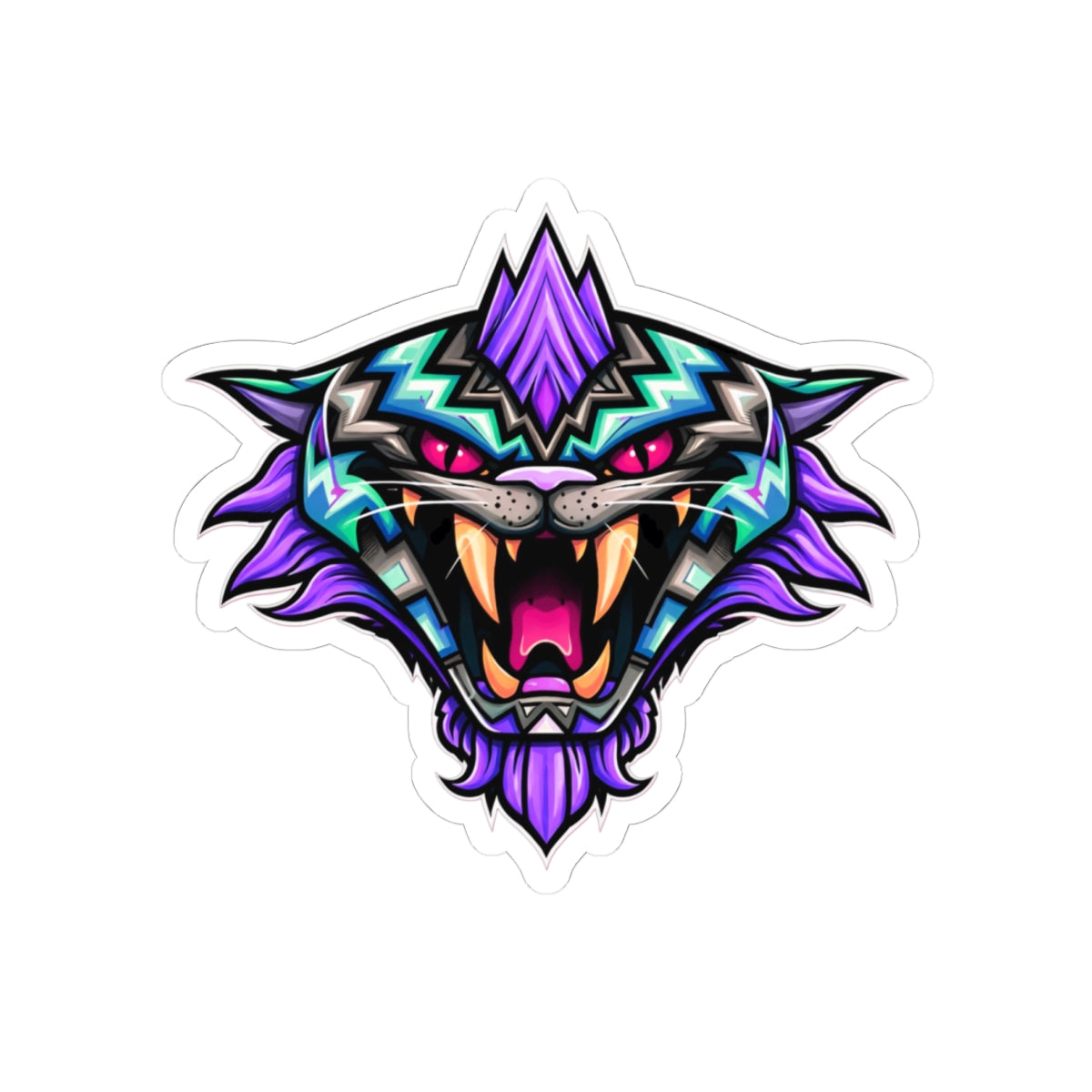 Fateline Sabre Cat Head Kiss-Cut Sticker — Cute Retro Cat Decal