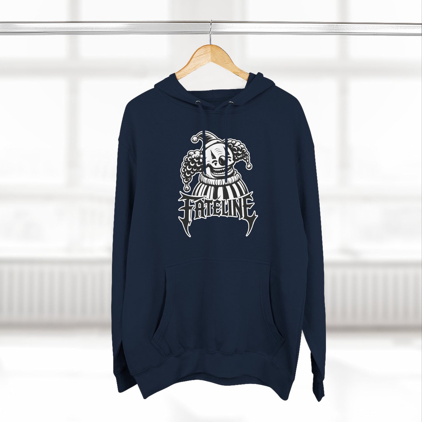 Fateline Clown Three-Panel Fleece Hoodie — Graphic Clown Face Streetwear