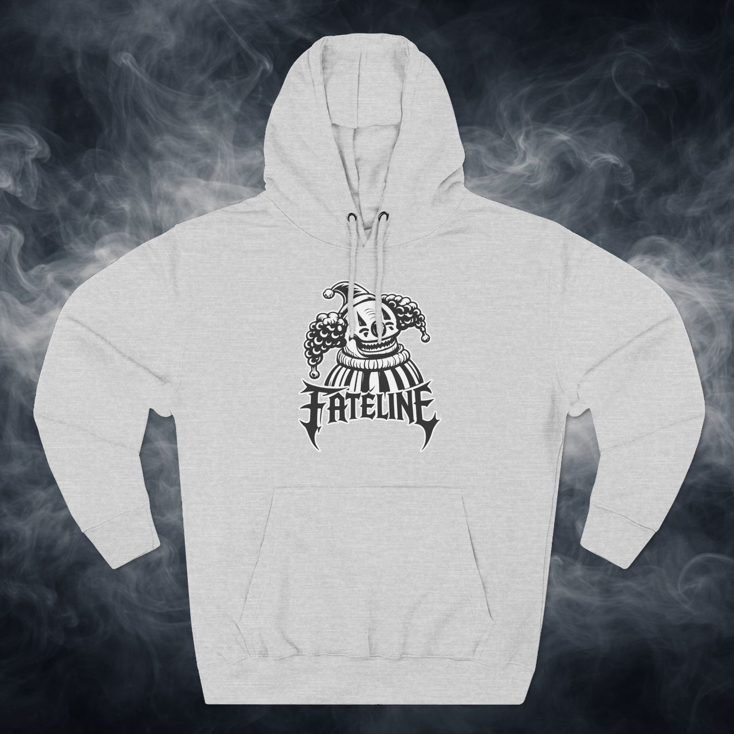Fateline Clown Three-Panel Fleece Hoodie — Graphic Clown Face Streetwear