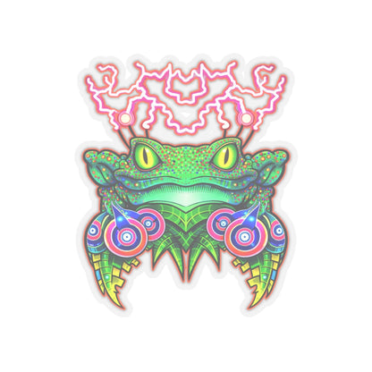 Psychedelic Frog Fateline Sticker — Neon Trippy Kiss-Cut Decal