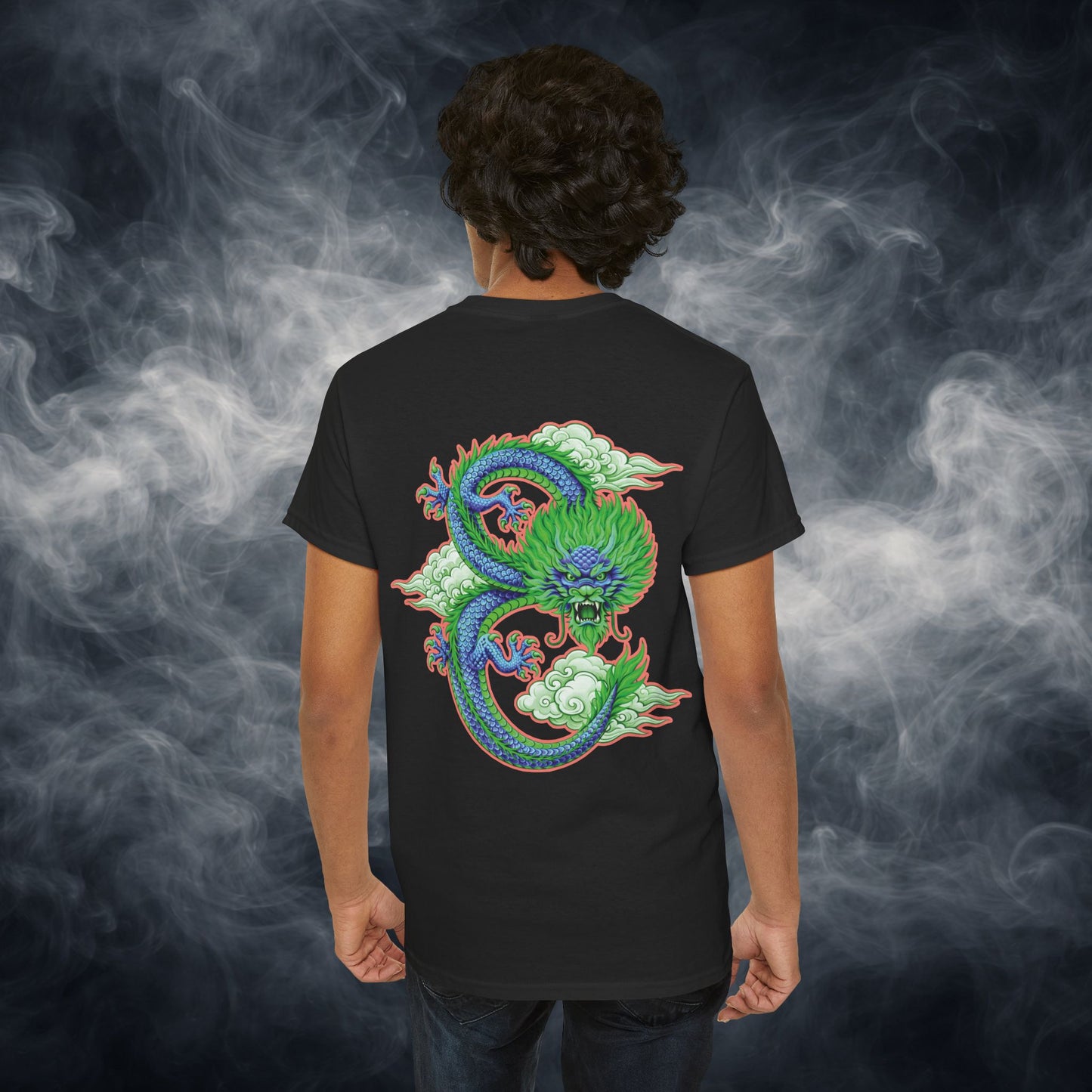 Lucky 8 Dragon T-Shirt — "Fateline" Chinese Script Graphic