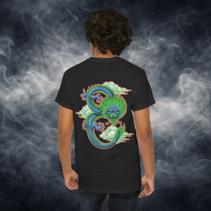 Lucky 8 Dragon T-Shirt — "Fateline" Chinese Script Graphic