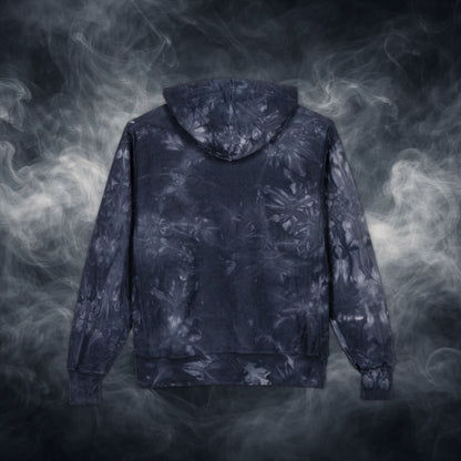 Fateline Tie-Dye Embroidered Hoodie — Black Marble "Treasure" Design