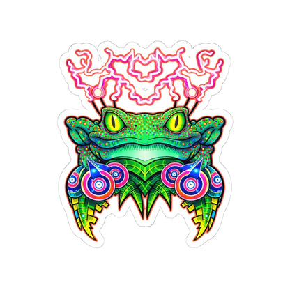 Psychedelic Frog Fateline Sticker — Neon Trippy Kiss-Cut Decal