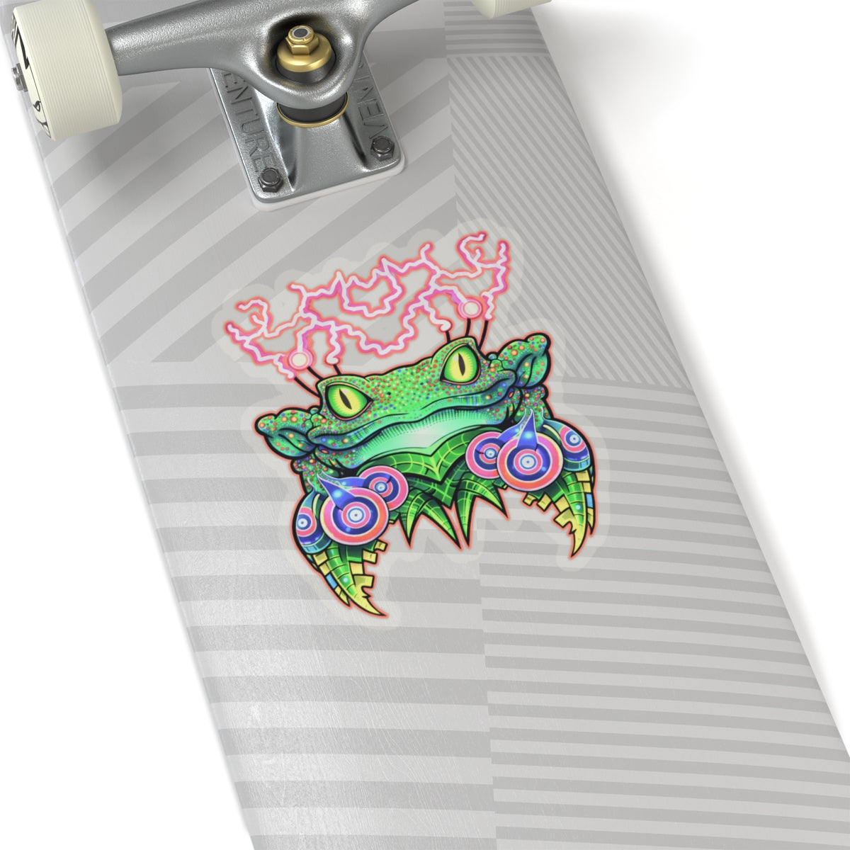 Psychedelic Frog Fateline Sticker — Neon Trippy Kiss-Cut Decal