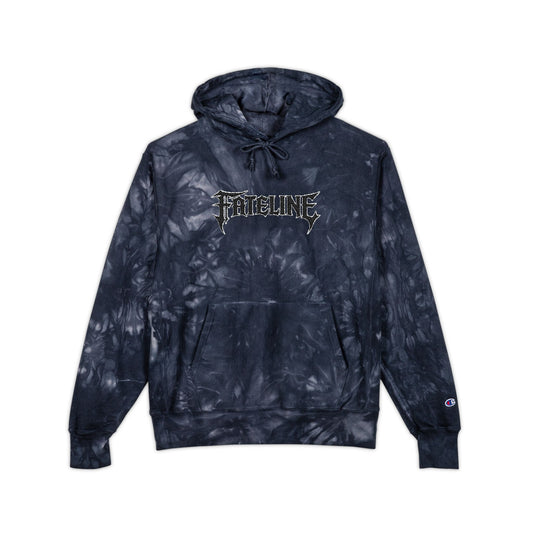 Fateline Tie-Dye Embroidered Hoodie — Black Marble "Treasure" Design
