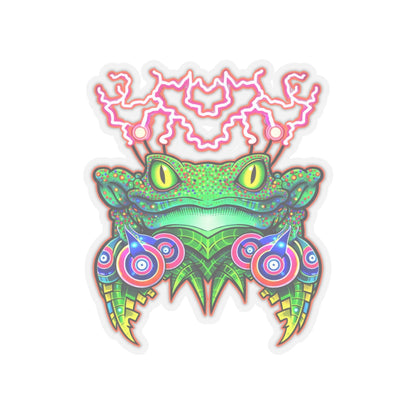 Psychedelic Frog Fateline Sticker — Neon Trippy Kiss-Cut Decal