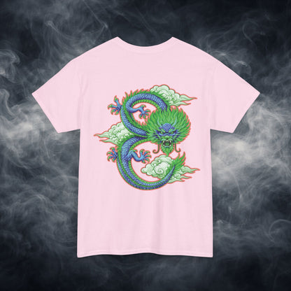 Lucky 8 Dragon T-Shirt — "Fateline" Chinese Script Graphic