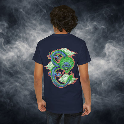 Lucky 8 Dragon T-Shirt — "Fateline" Chinese Script Graphic
