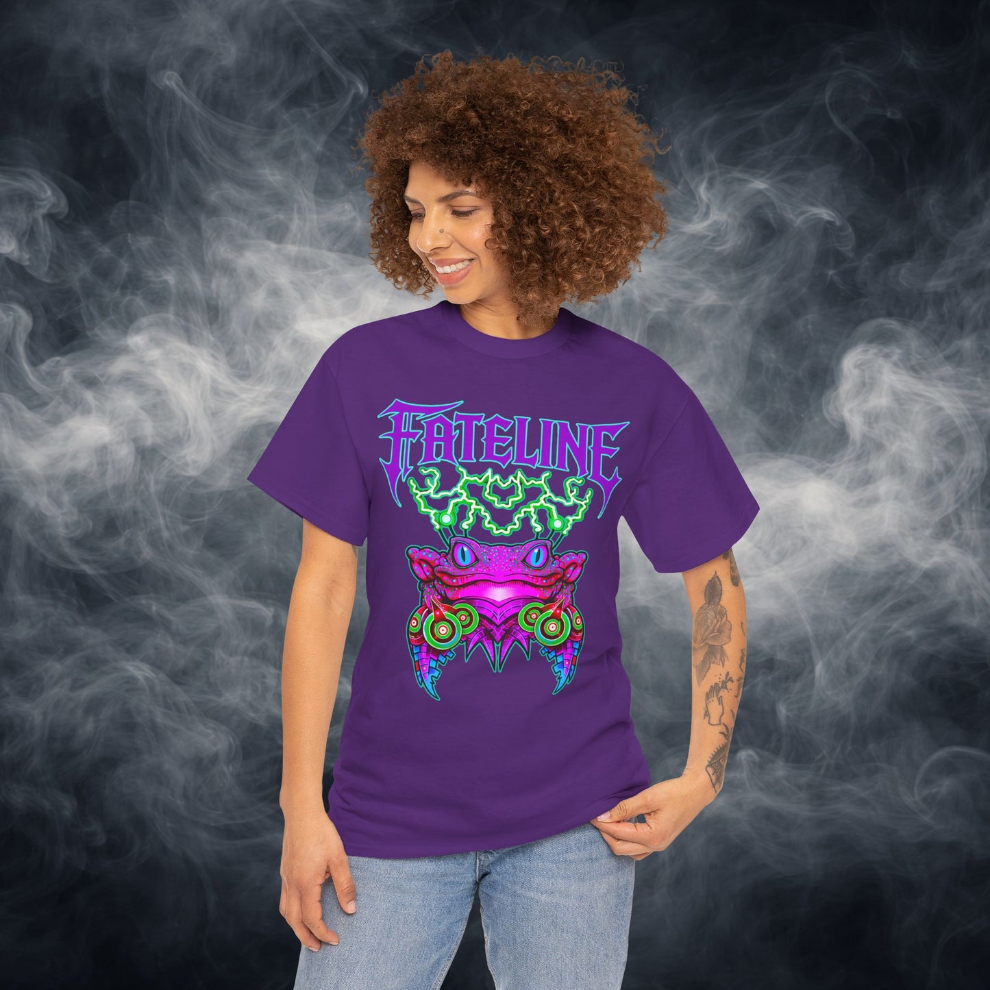 Fateline Frog Graphic Tee — Neon Psychedelic T Shirt