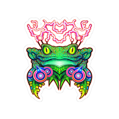 Psychedelic Frog Fateline Sticker — Neon Trippy Kiss-Cut Decal