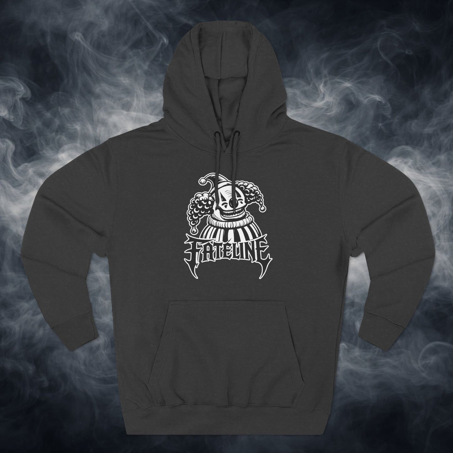 Fateline Clown Three-Panel Fleece Hoodie — Graphic Clown Face Streetwear
