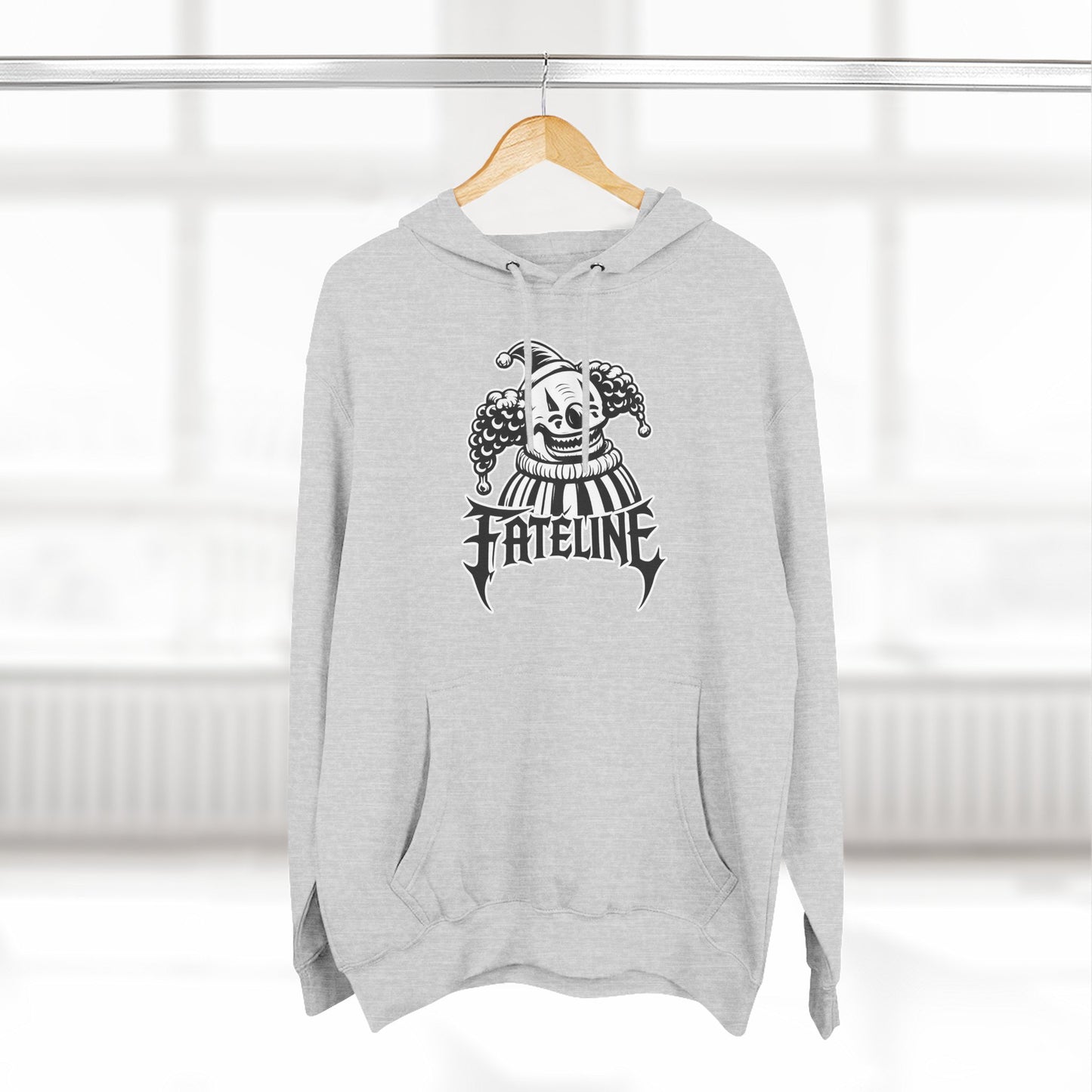 Fateline Clown Three-Panel Fleece Hoodie — Graphic Clown Face Streetwear