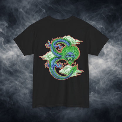 Lucky 8 Dragon T-Shirt — "Fateline" Chinese Script Graphic