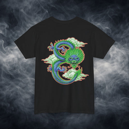 Lucky 8 Dragon T-Shirt — "Fateline" Chinese Script Graphic