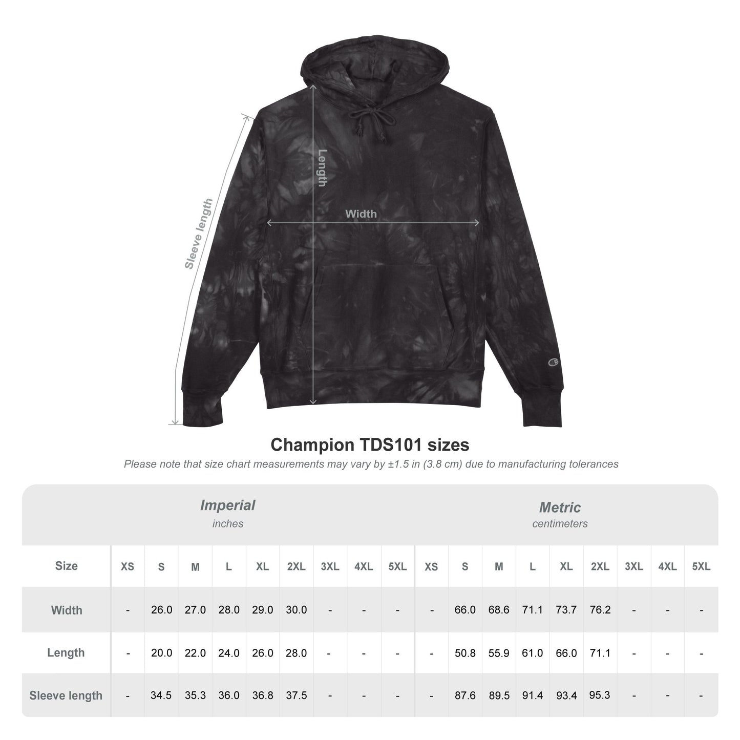 Fateline Tie-Dye Embroidered Hoodie — Black Marble "Treasure" Design