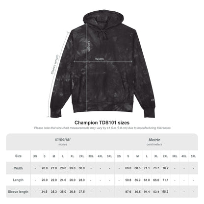 Fateline Tie-Dye Embroidered Hoodie — Black Marble "Treasure" Design