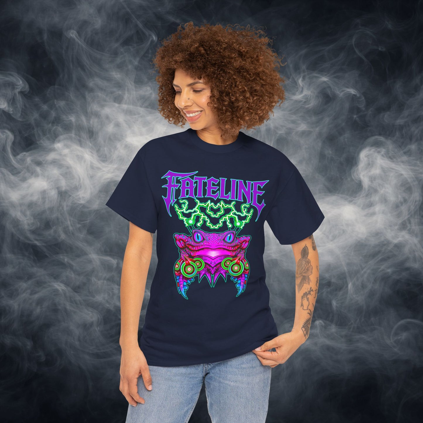 Fateline Frog Graphic Tee — Neon Psychedelic T Shirt