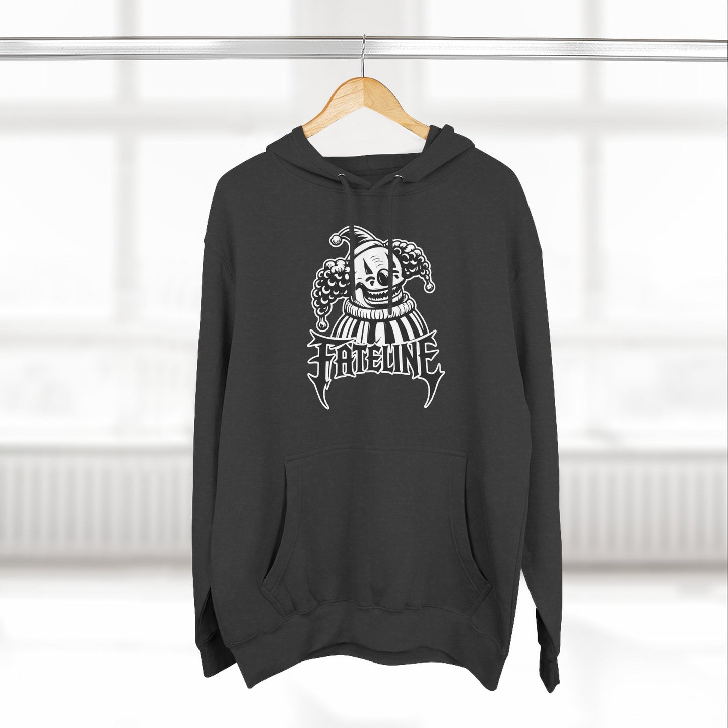 Fateline Clown Three-Panel Fleece Hoodie — Graphic Clown Face Streetwear