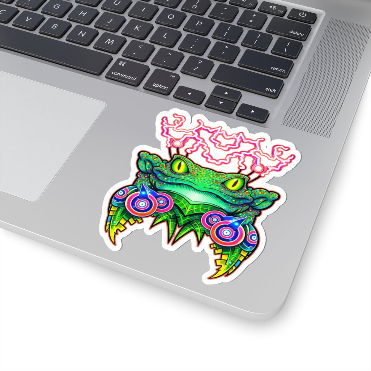 Psychedelic Frog Fateline Sticker — Neon Trippy Kiss-Cut Decal