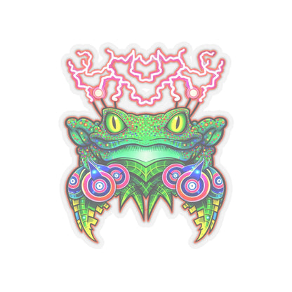 Psychedelic Frog Fateline Sticker — Neon Trippy Kiss-Cut Decal