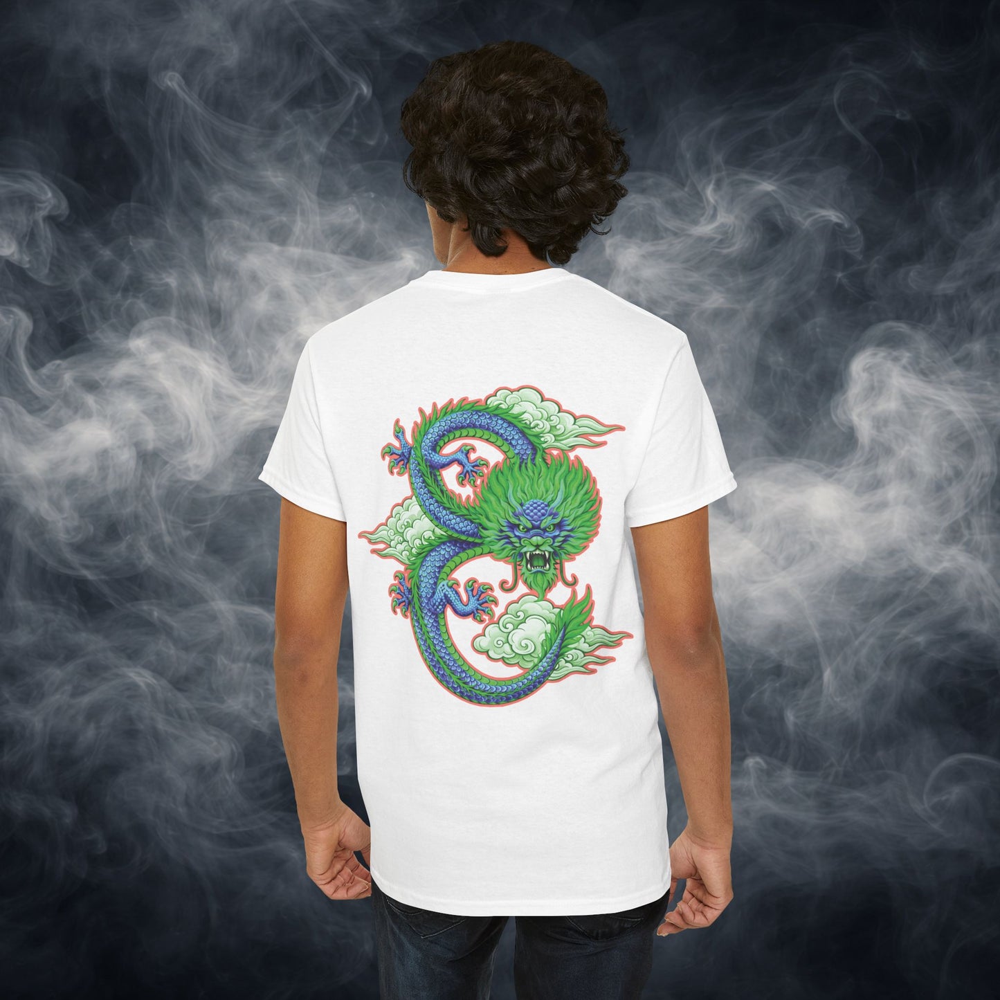 Lucky 8 Dragon T-Shirt — "Fateline" Chinese Script Graphic