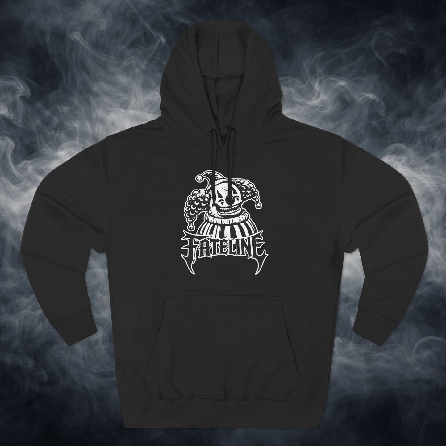 Fateline Clown Three-Panel Fleece Hoodie — Graphic Clown Face Streetwear